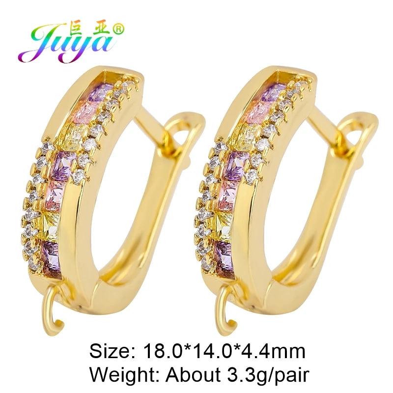 Juya 18K Gold Plated Copper Material Anti-Allergy Earwire Fixture Earring Hook Clasps For DIY Women's Earring Making Accessories