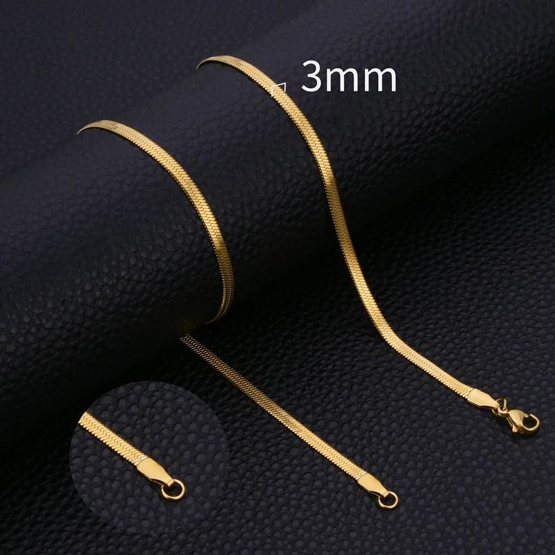 HIYEE Stainless Steel Snake Necklace for Women Jewelry Gift Blade Chain Gold Plated Waterproof Trendy DIY Pendant Accessories