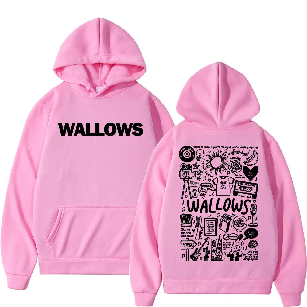 Rock Band Wallows Model Tour 2024 Hoodies Men's Women's Fashion Vintage Pullovers Autumn Winter Casual Long Sleeve Sweatshirts