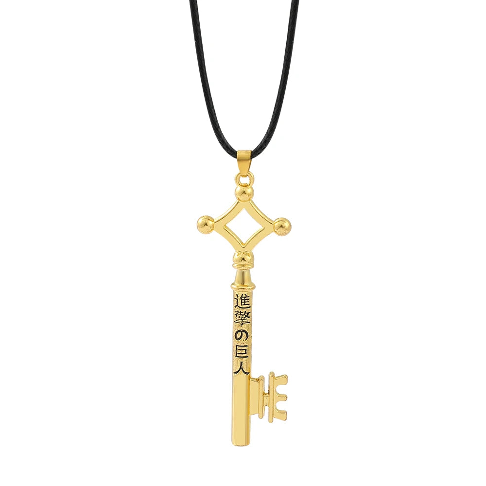 Fashion Jewelry Animation Charm Cartoon Attack On Titan Allen Alloy Key Pendant Rope Chain Necklace Action Figures Gift Toy