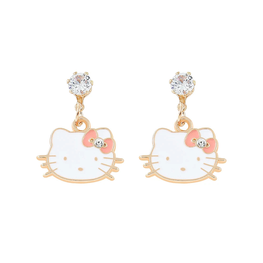 Sanrio Hello Kitty Earrings Stud Women Cute Kuromi Dangle Earrings Girl Cinnamoroll Melody Accessory Kids Xmas Gift