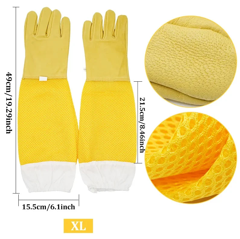 NEW Beekeeper Gloves Protective Sleeves Ventilated Professional Anti Bee For Bee Hive Apiculture Beekeeper Prevent Beehive Tools