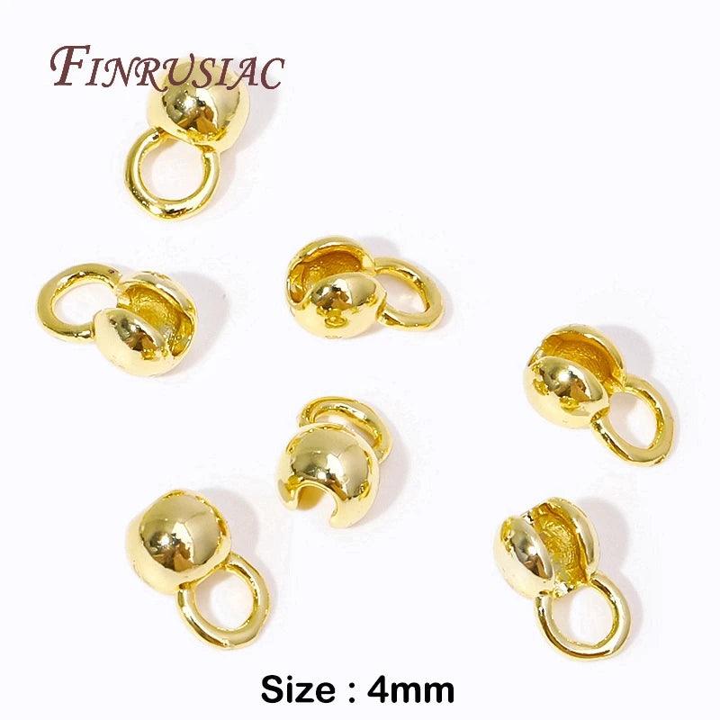 10/20 Pcs Clam Shell Bead Tip Ball Chain Connector 18K Gold Plated Crimp End Bead Findings DIY Bracelets Jewelry Making Supplies
