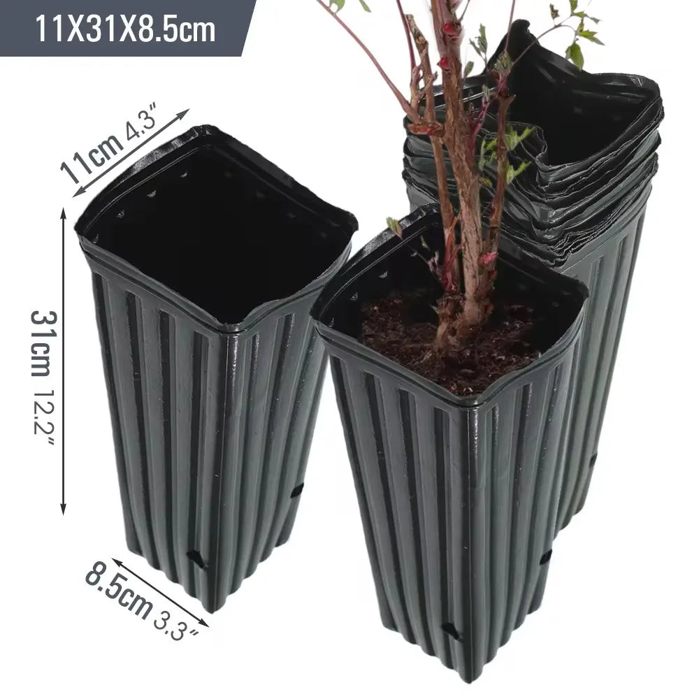Square Tree Pot with Drainage Holes Starting Pots for Indoor Outdoor Plastic Deep Nursery Treepots Seedling Flower Plant Contain