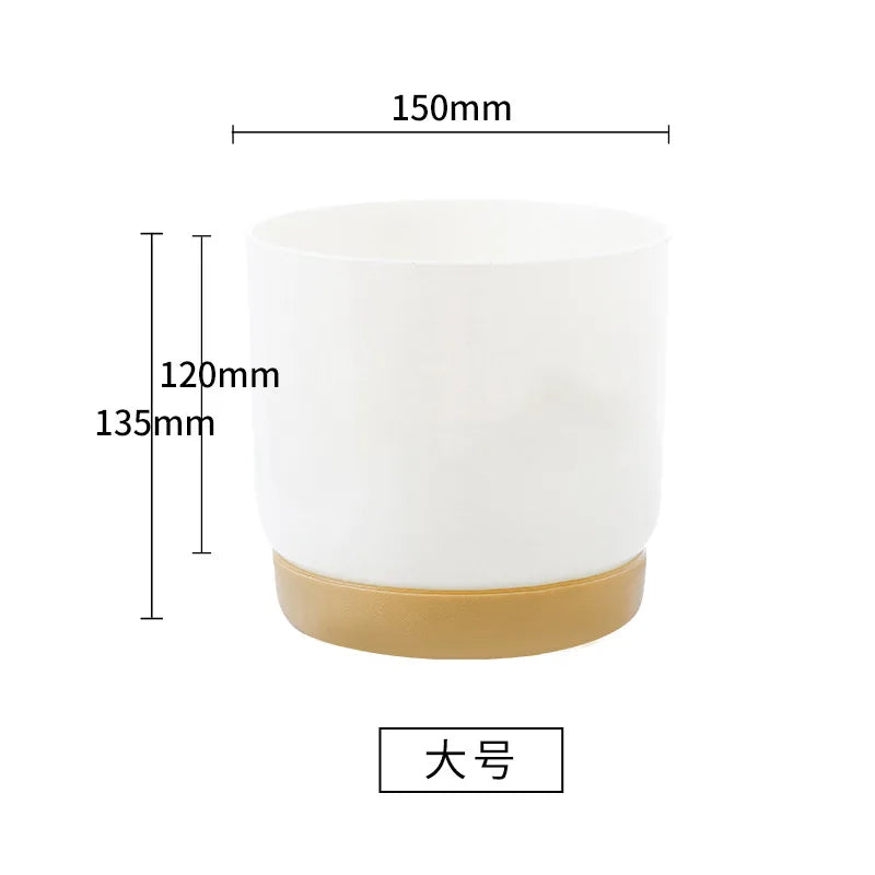 2024 Automatic Water Absorption Storage Plastic Flowerpot Round Double-layer Succulent Planter Pot Small Green Plant Flowerpot