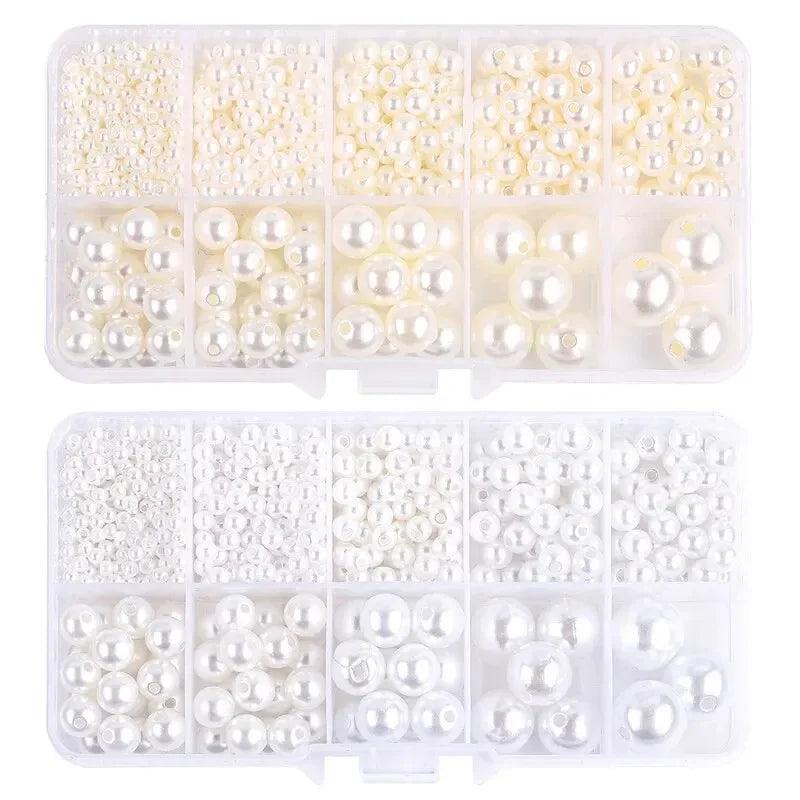 About 800pcs ABS Pearl Set Box Beads DIY Handmade Earrings, Bracelets, Necklaces, Mobile Phone Chains and Decorations