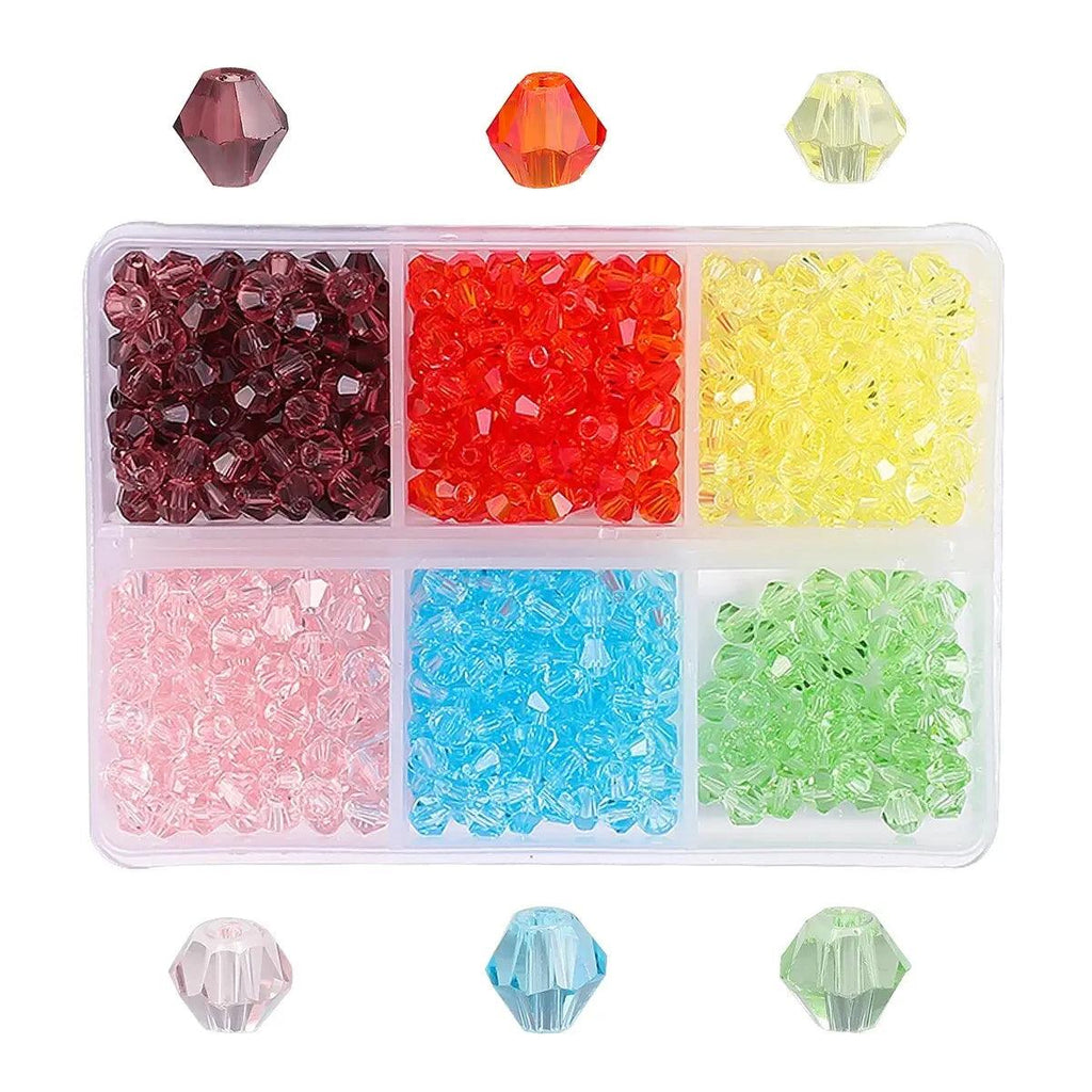 600pcs DIY Handmade Beaded Material 4mm Crystal Diamond Bead Pointed Bead Bracelet Making Jewelry Accessories Set Beads
