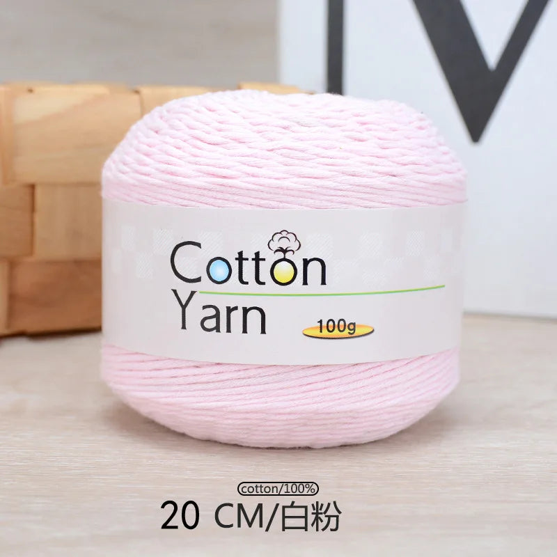 100g 100 Percent Cotton Hand Knitting Yarn Soft Crochet Yarn for Sweater Scarf Blanket Hat and Amigurumi