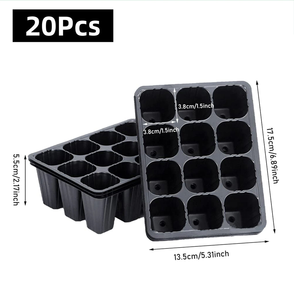 12 Holes Vegetable Seedling Pots Black Seedling Tray Garden Pot Seed Germination Plant Flower Pot Grow Box For Planting 10/20Pcs