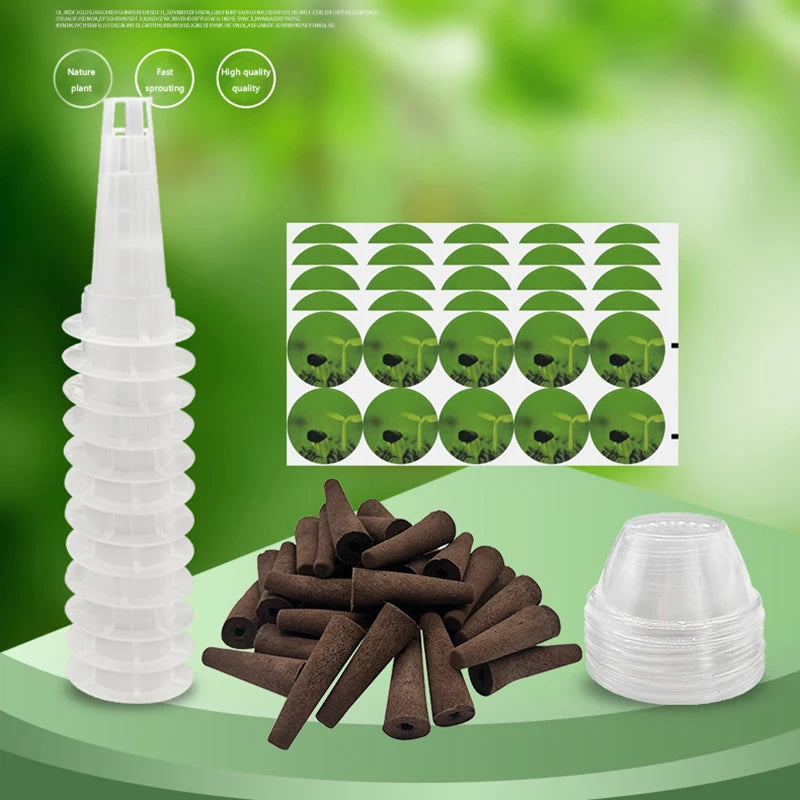 40Pcs Hydroponic Garden Accessories Pod Kit Including Grow Baskets Transparent Insulation Lids Plant Grow Sponges Labels