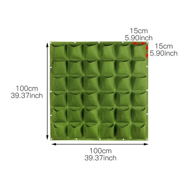 Plant growth bag， Felt Vertical Wall Planter Outdoor Herb Vegetable Hanging Garden  Plant Holder for Railing, Balcony, Fence