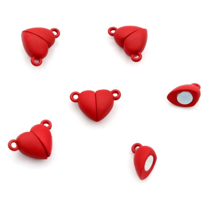 5 Sets  Love Heart Round Shaped Magnetic Connected Clasps Beads Charms End Caps for DIY Couple Bracelet Necklace Making