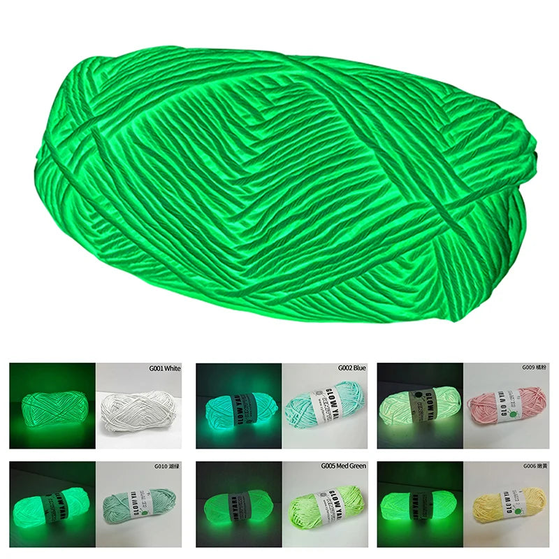 2pcs Glow In The Dark Yarn Polyester Luminous Glowing Yarn 2mm for Hand Knitting Carpet Sweater Hat