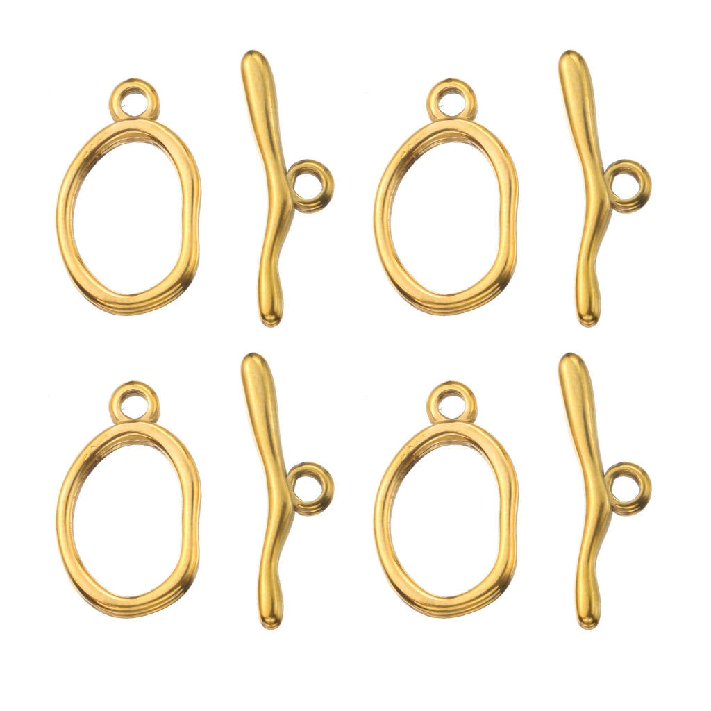 4 Set Gold Toggle Clasps Stainless Steel OT End Clasps Buckle Connectors for DIY Bracelet Necklace Jewelry Making Supplies