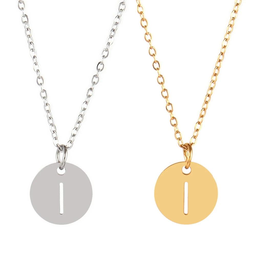Stainless Steel A-Z 26 Initials Name Necklace Alphabet Round Pendant Letter Necklaces For Women Choker Jewelry Gifts Wholesale