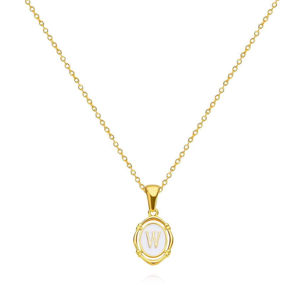Stainless Steels Drip Oil 26 Letter oval Necklaces for Women Alphabet A-Z Initials Pendant Necklace Aesthetic Jewelry Gift