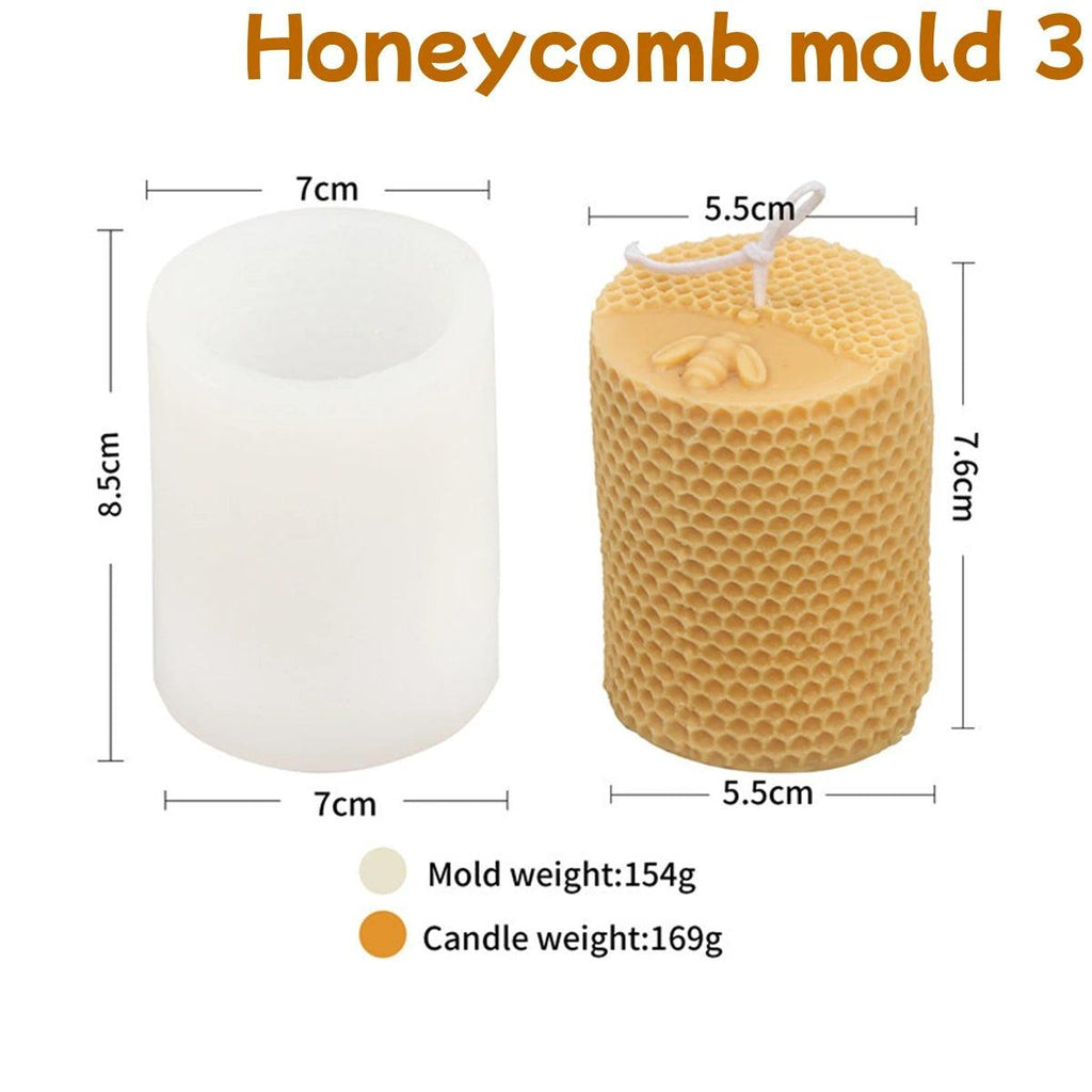 3D Bee Honeycomb Candle Molds Beehive Pillar Silicone Mold DIY Homemade Beeswax Scented Plaster Candle Soap Mold Home Decor