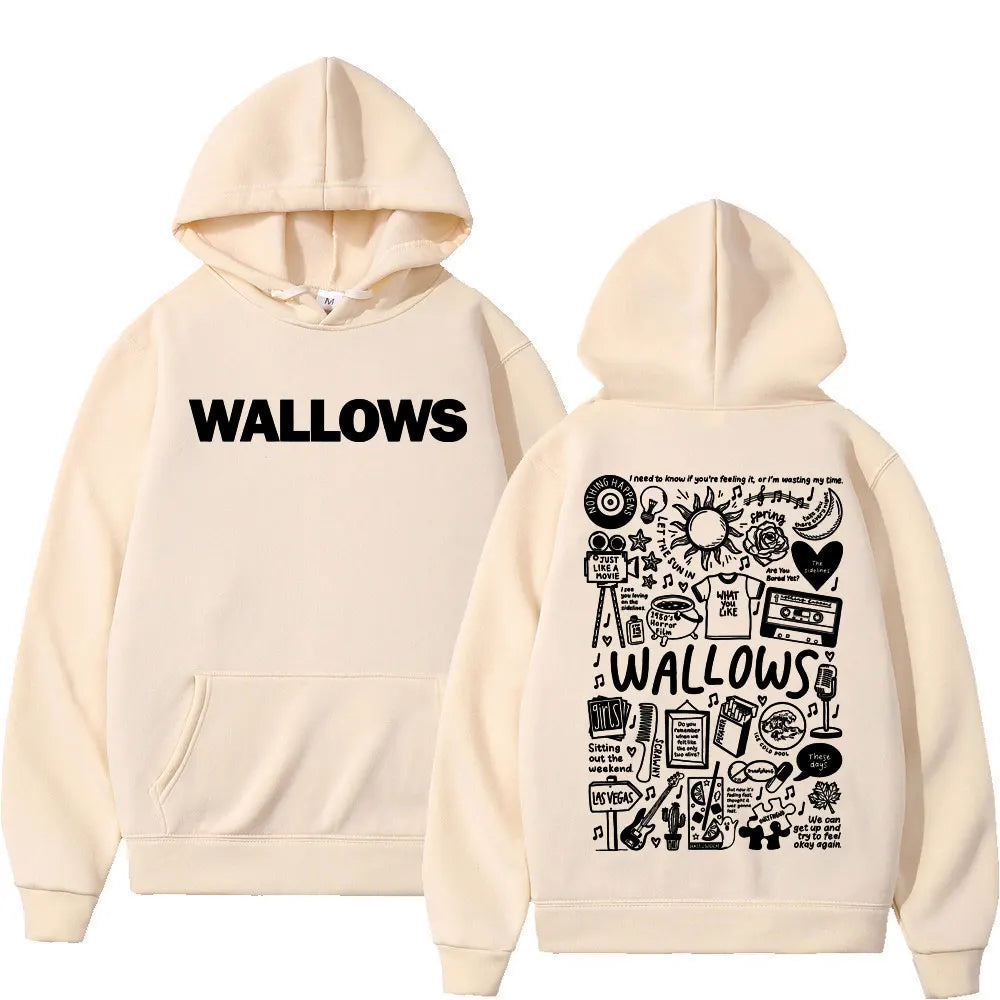 Rock Band Wallows Model Tour 2024 Hoodies Men's Women's Fashion Vintage Pullovers Autumn Winter Casual Long Sleeve Sweatshirts