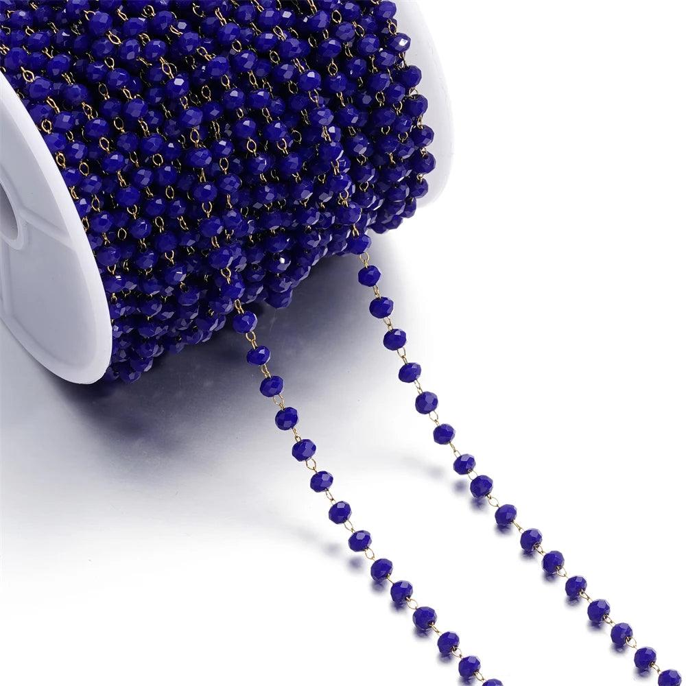 1meter/pack Stainless Steel Gold Crystal Beads Necklace Charm Chains for DIY Jewelry Making Components Crafts Accessories