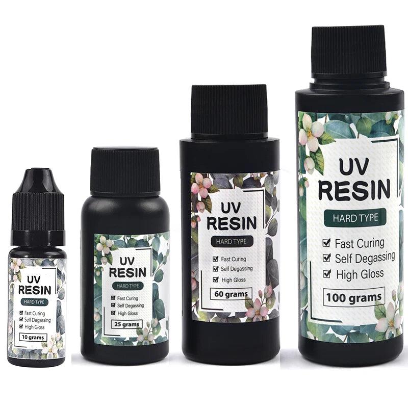 Hard UV Resin Glue Thin Clear Epoxy Resin UV Glue Ultraviolet Curing Quick-Drying UV Glue For Jewelry Crafts Making 10-100g