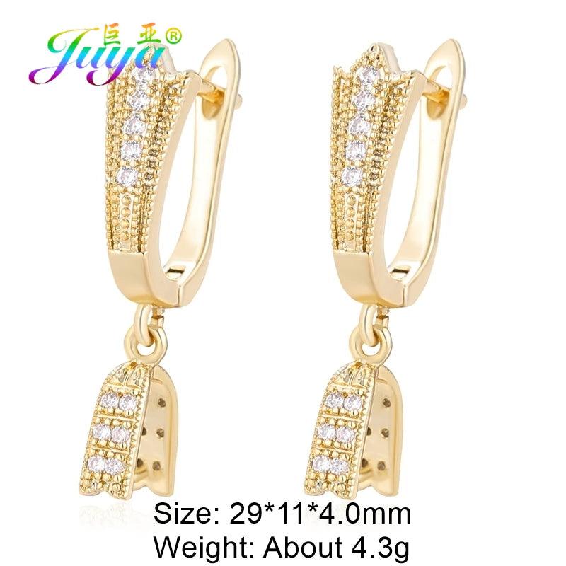 Juya Handmade 18K Real Gold Plated Earwire Fasteners Earring Hooks Accessories For DIY Women's Anti-Allergy Earrings Making