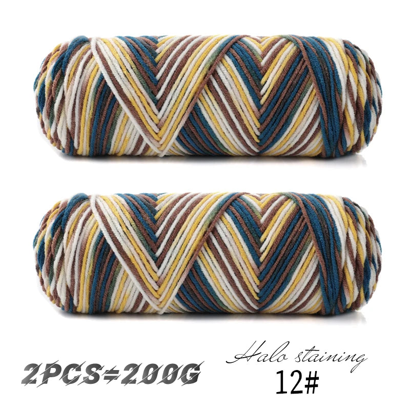Colorful 5 Strand Dyed Milk Cotton Baby Sweater Yarn for Handmade DIY Woven Scarves and Crochet Projects