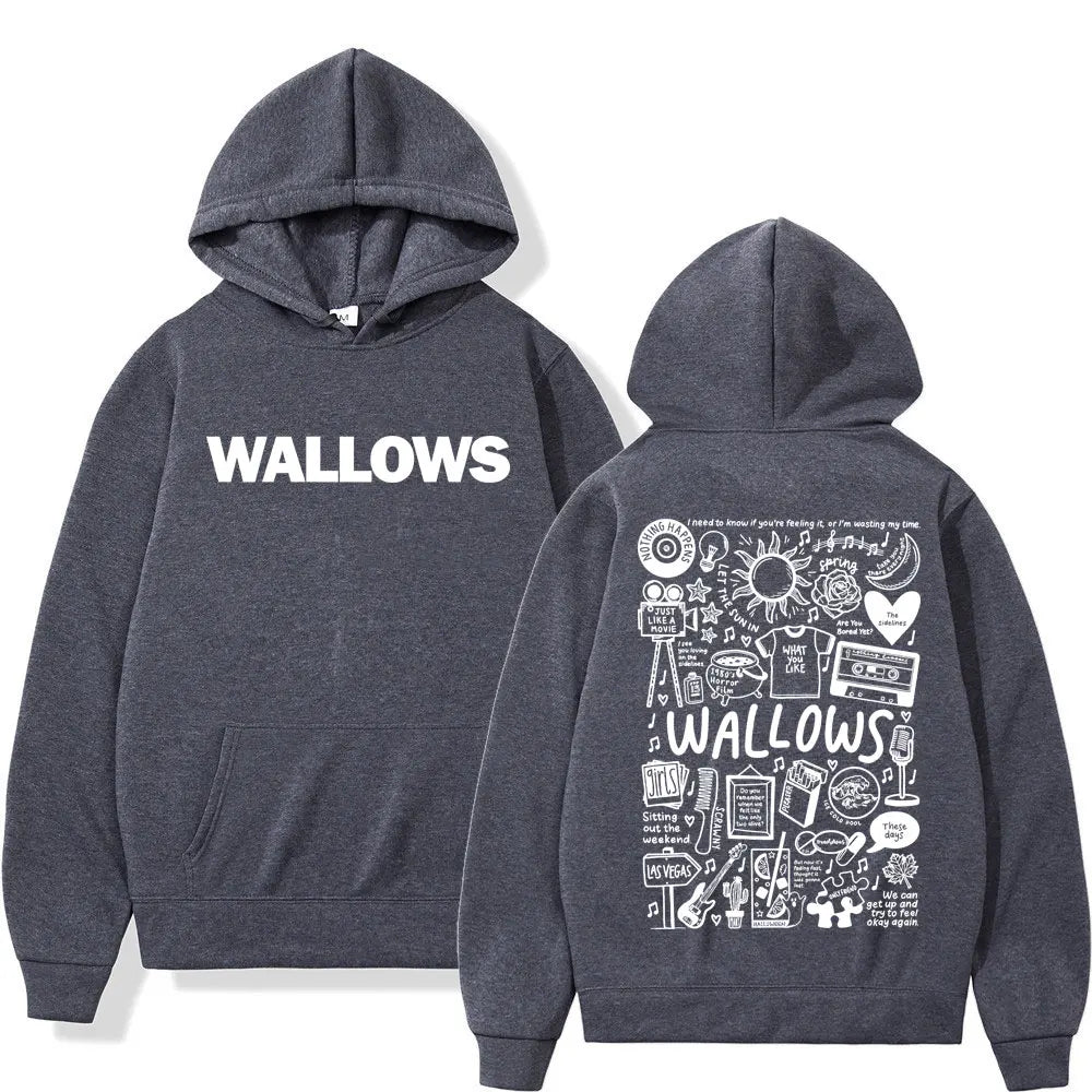 Rock Band Wallows Model Tour 2024 Hoodies Men's Women's Fashion Vintage Pullovers Autumn Winter Casual Long Sleeve Sweatshirts