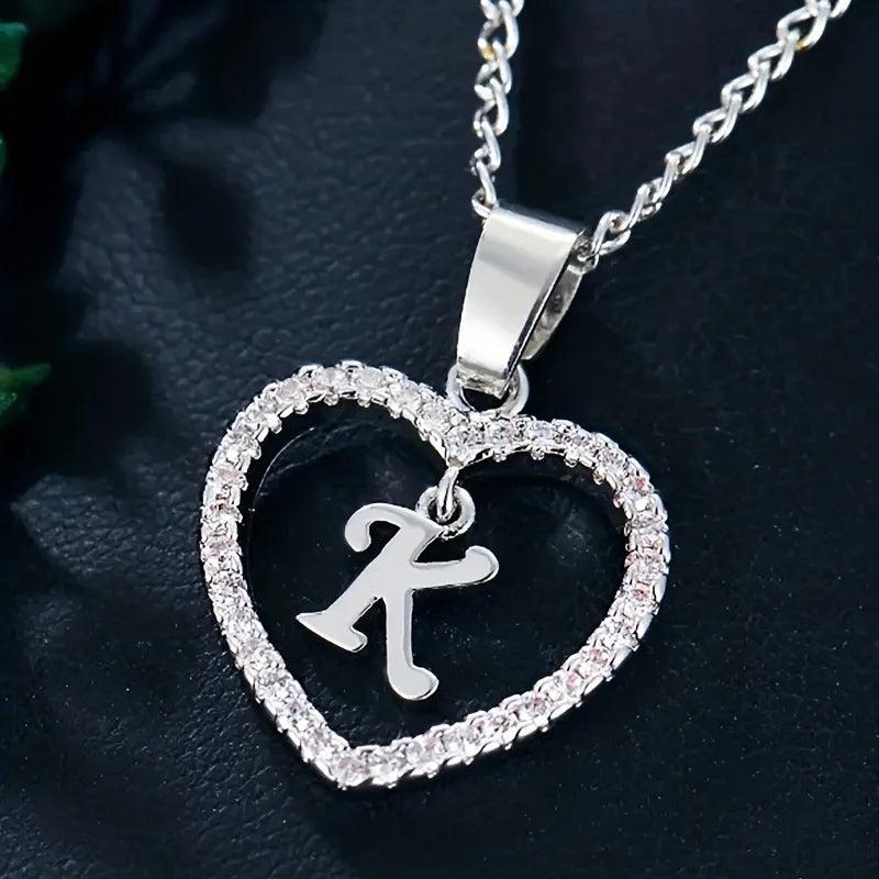 Bohemian Style Heart-shaped Letter Pendant Necklace, Wedding Party Gift For Men And Women,Delicate Gift for Men And Women