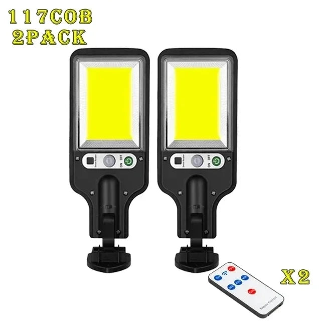 Powerful COB Sensor Street Lamp Outdoor Waterproof Security Solar Lamps for Garden Patio Path Remote Control Light Plant