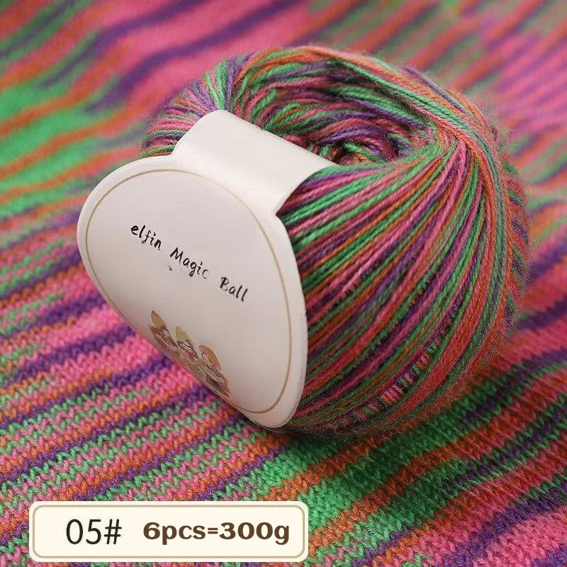 Colorful Section Dyed Fine Wool Yarn 300g Knitting Crafts