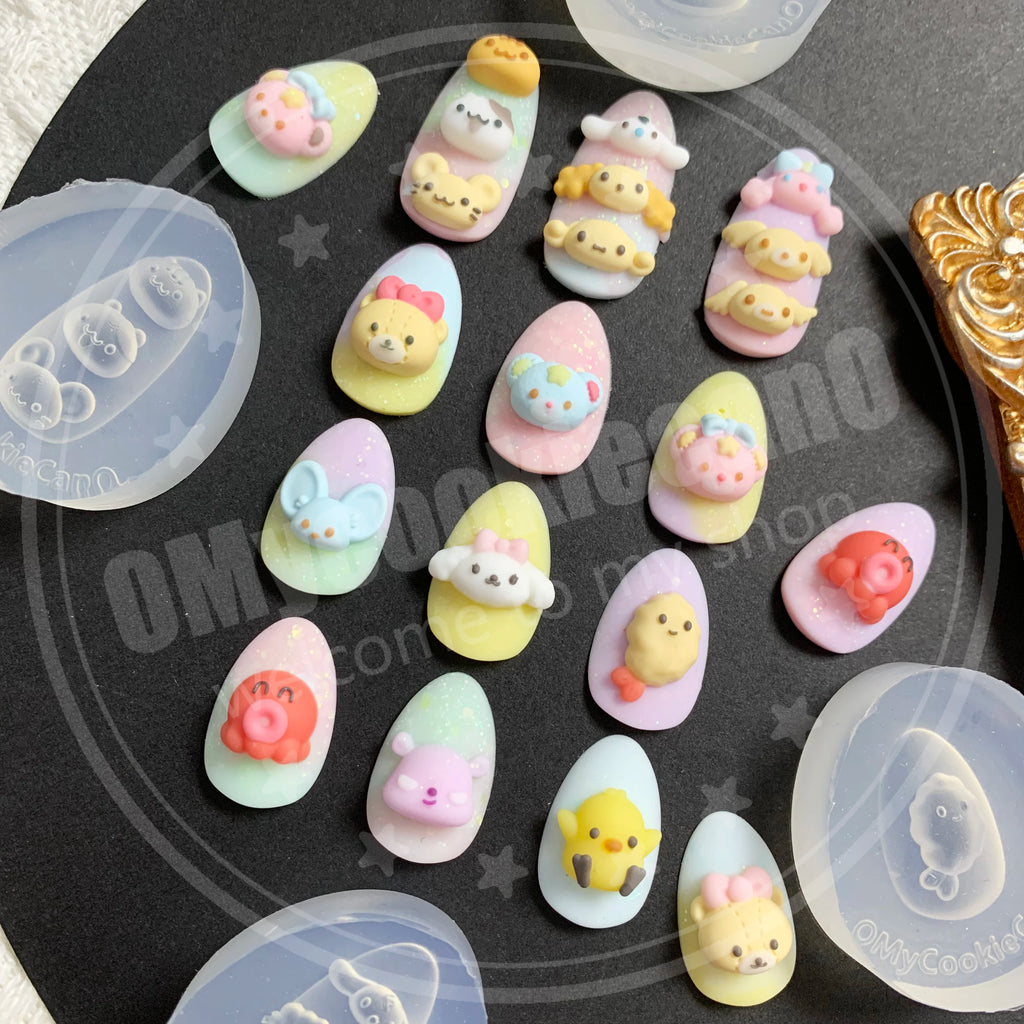 super cute animals tamagotchi clear resin silicone molds shaker molds ，nail molds