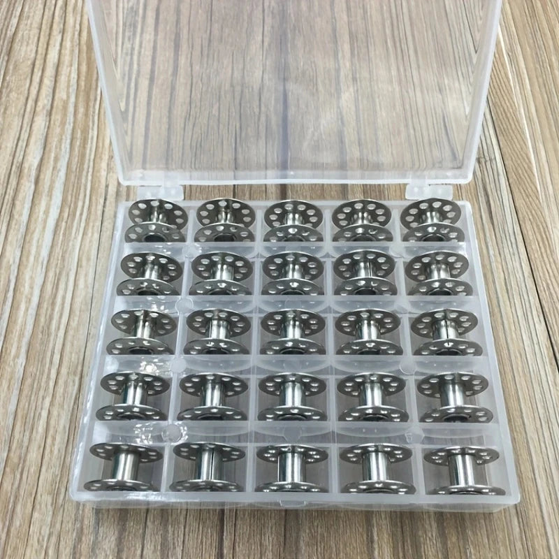 25Pcs/Set Empty Bobbins Sewing Machine Plastic Case Storage Box for Sewing Machine Spools with Thread Storage Case Sewing Tools