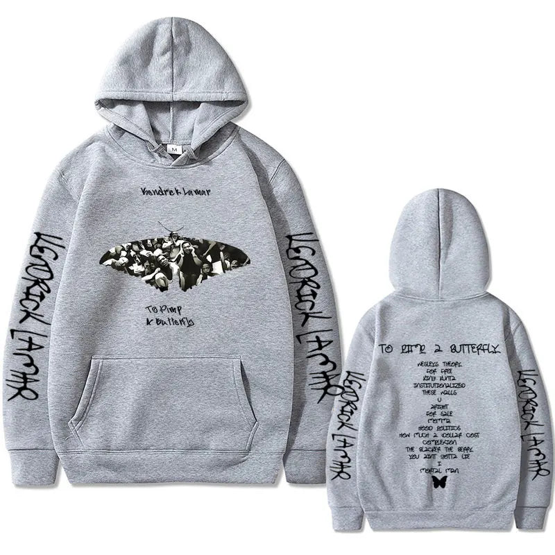 Rapper Kendrick Lamar To Pimp A Butterfly Graphic Print Hoodie Men's Hip Hop Oversized Hoodies Male Fleece Cotton Sweatshirts