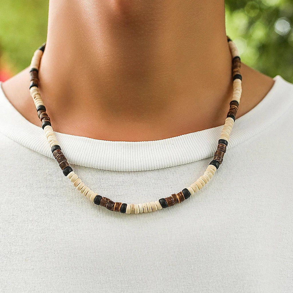 9 Styles Mens Summer Beach Wooden Beaded Surfer Necklace Simple Geometric Tribal Ethnic Handmade Chain Steampunk Male Jewelry