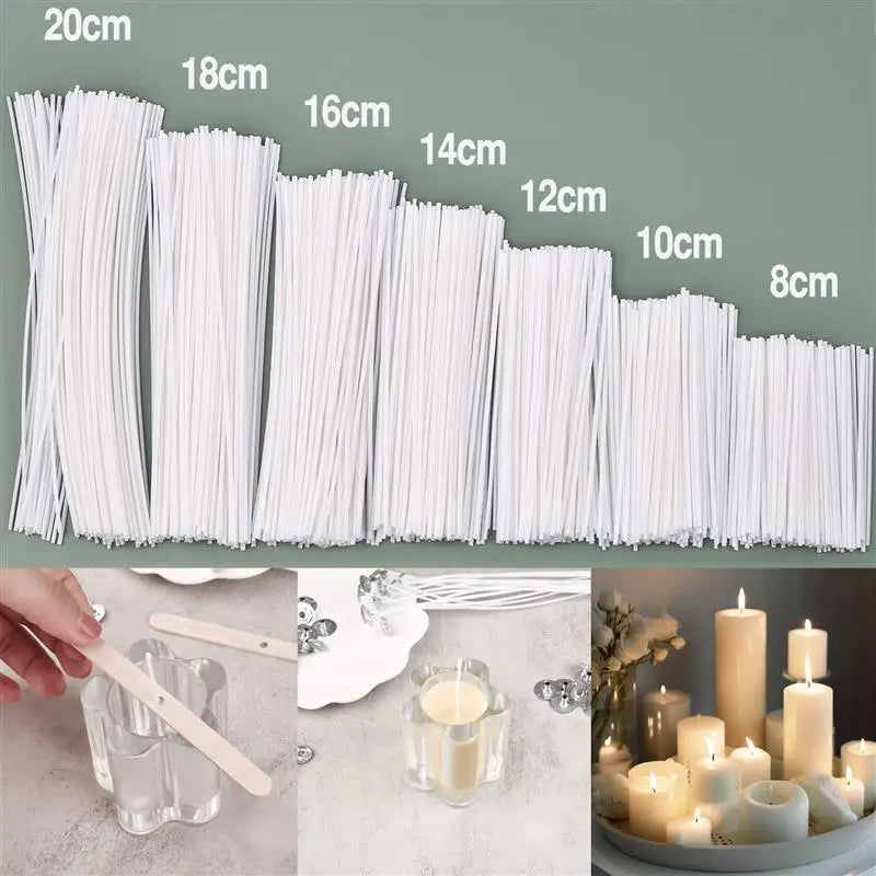 50/100Pcs Waxed Cotton Candle Wicks Set Smokeless Wax Core DIY Soy Wax Core Woven Kerosene Lamp Candles Making Supplies