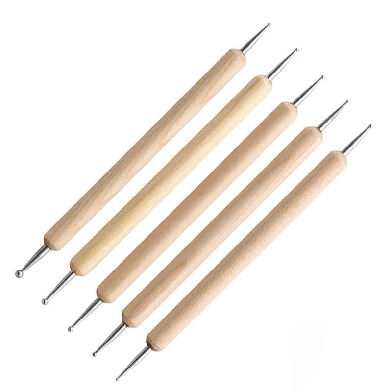 5/6Pcs DIY Wooden Nail Clay Sculpting Tools Pottery Ceramics Art Embossing Pens Ball Stylus Dotting Modeling Sculpt shape Tool