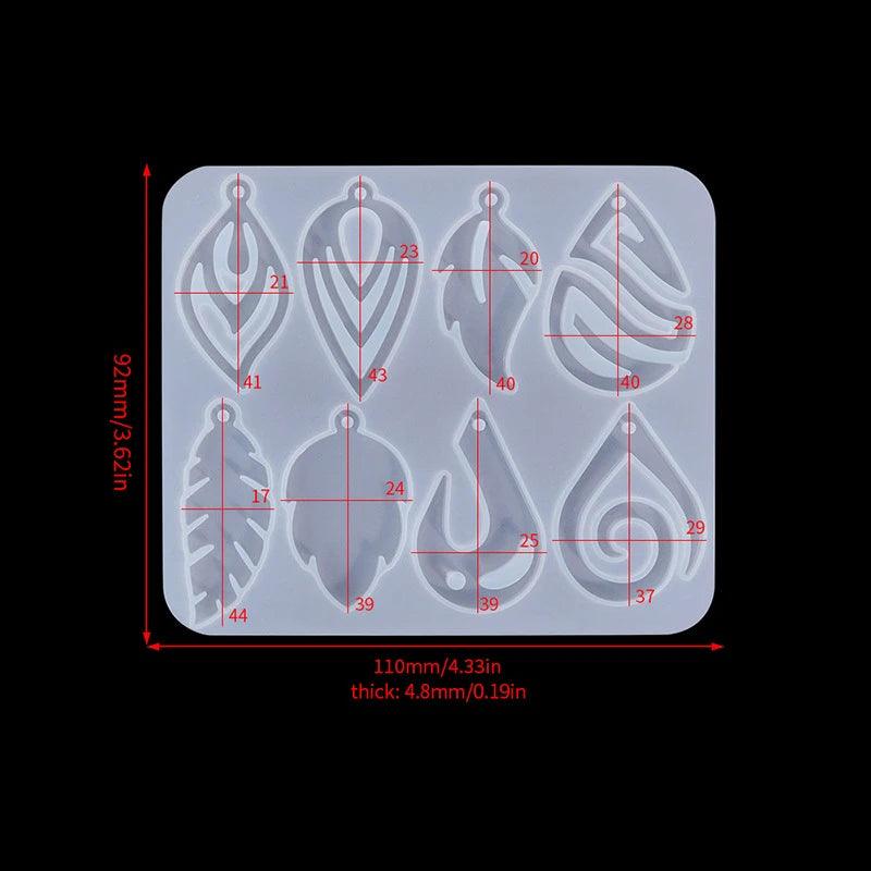 Hollow Out Earring Pendant Crystal Epoxy Resin Silicone Mold Geometric Butterfly Leaf Shape Resin Mold Jewelry Earring Pendant