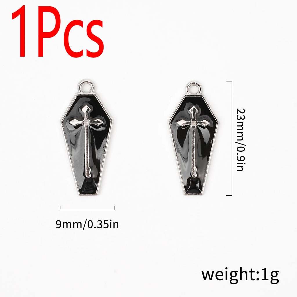 1Pc Mixed Gothic Jewelry Combination Imitation Enamel Irregular Cross and Coffin Cross Pendant Necklace Bracelet Earrings Jewel
