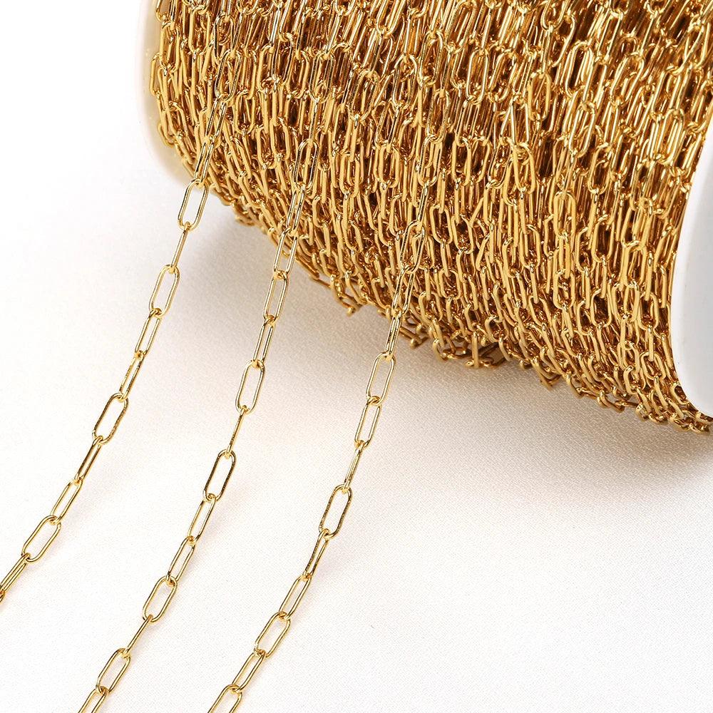 1meter stainless steel chains paper clip shape star chain for jewelry making DIY