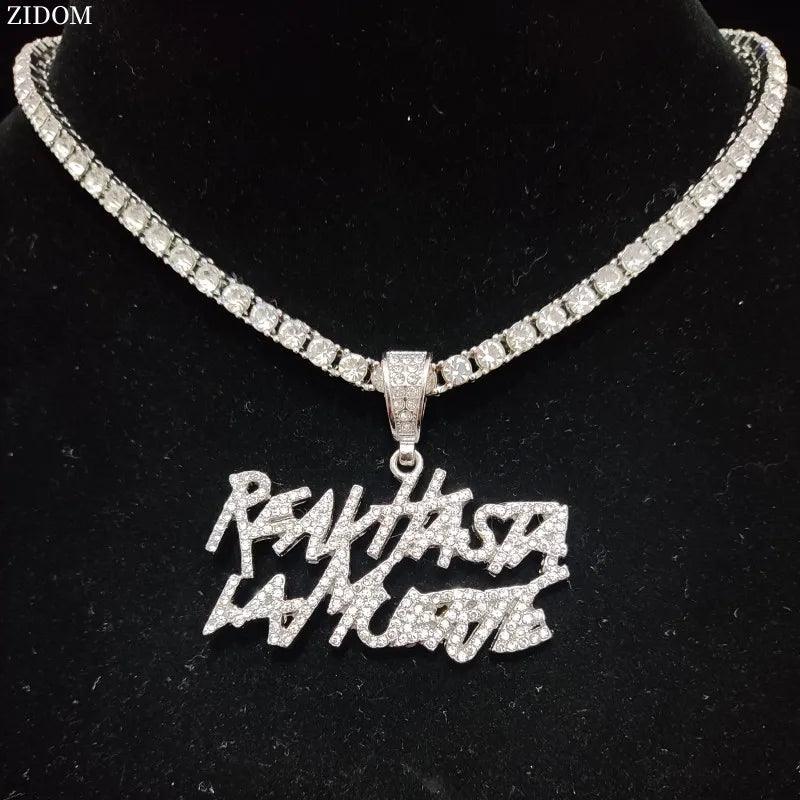 Men Women Hip Hop Letter Pendant Necklace 4mm Tennis chain Iced out Bling Bling Hiphop pendants Necklaces Fashion Charm Jewelry