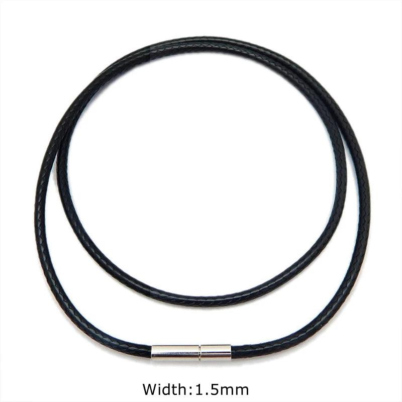 1/1.5/2mm Black Waterproof Leather Cord Necklace Braided Wax Rope Chain Sting With Stainless Steel Clasp for Men Women Jewelry