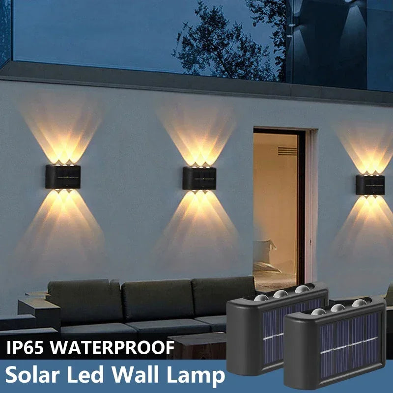 Solar Wall Lamp Outdoor Waterproof Solar Powered Light 4LED Beads UP and Down Illuminate Home Garden Yard Decoration Wall Light