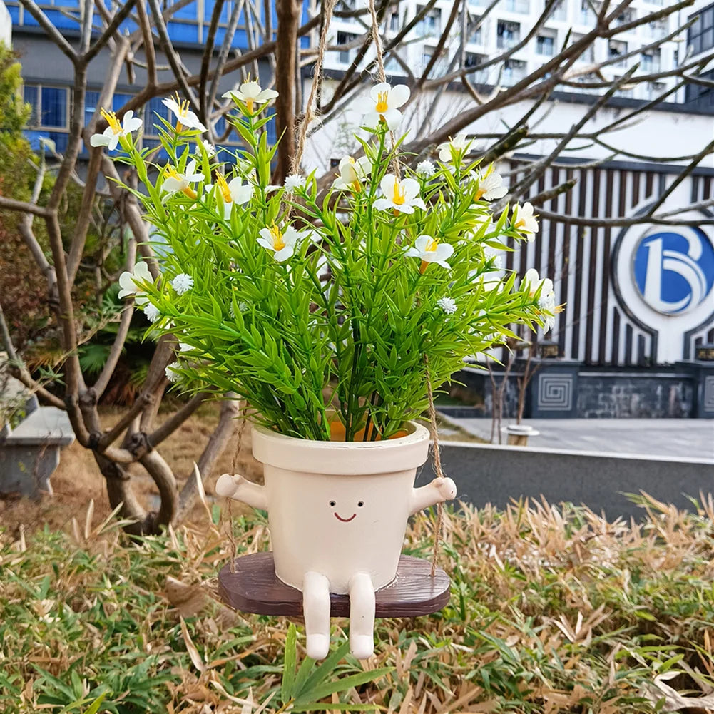 Creative Rocking Chair/Swing Face Succulent Planter Cute Resin Head Planters Home Garden Supplies for Indoor Outdoor Plants