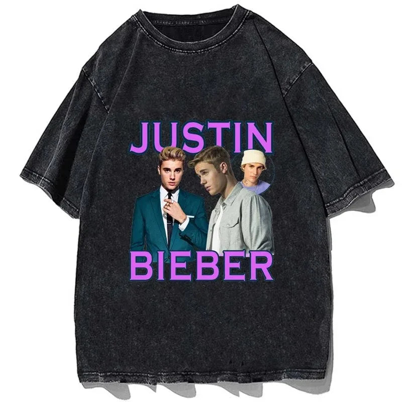Hip Hop Rapper Justin Bieber Oversized Cotton T-Shirt for Men and Women Casual Summer Short Sleeve Streetwear
