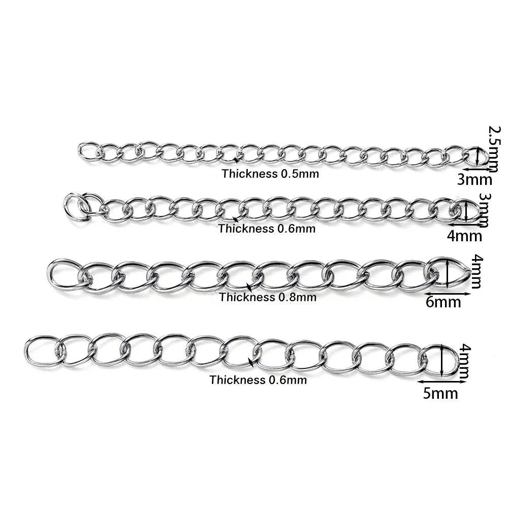 50pcs/Lot 5cmStainless Steel Extension Chains Necklace Bracelet Chain for DIY Jewelry Findings Making Handmade Supplies