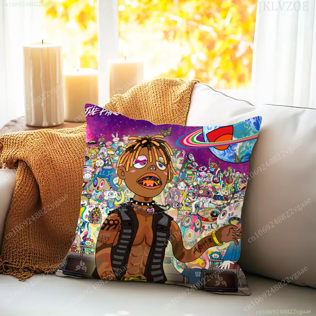 JUICE WRLD Pillowcase Rapper Bedroom Cushion Cover Sofa Singer Cushions Pillows Cover 45x45 Pillow Case Car Music Album Cover