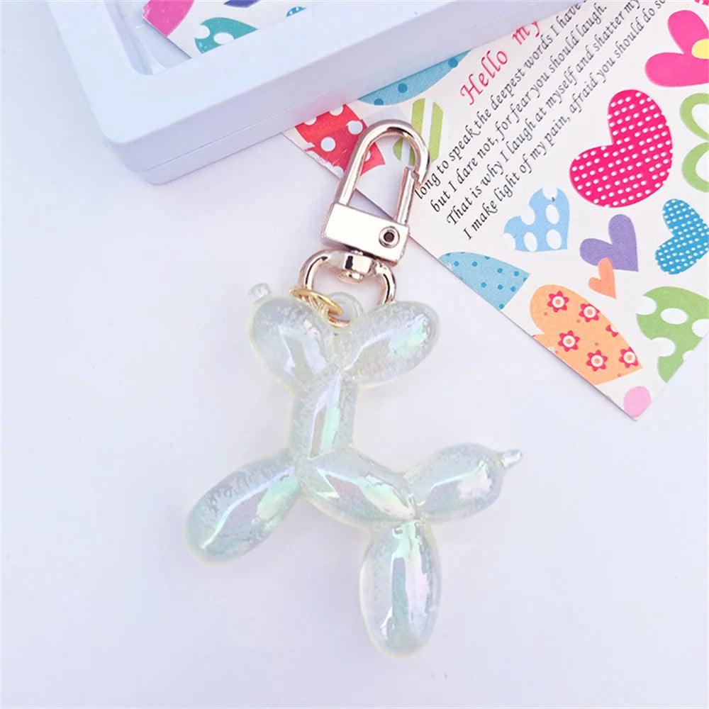 Kawaii Balloon Dog Acrylic Keychains Y2k Car Key Chains Jewelry Cute Bag Pendant Trinket Accessories Decoration Couple Gift