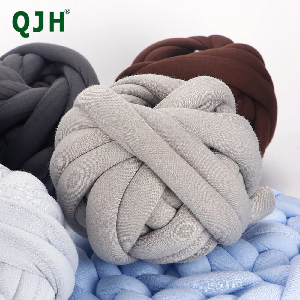 QJH 0.55LBS Chunky Yarn Giant Yarn Super Soft Washable Arm Yarn Tube yarn for DIY Sofa Bed Blanket Pillow Pet Bed and Bed Fence