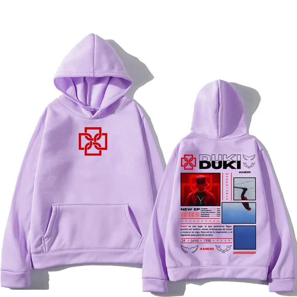 Rapper Duki Ameri Hoodies Men's Women Clothing Fashion Hip Hop Oversized Hooded Sweatshirts Unisex Casual Long Sleeve Pullovers