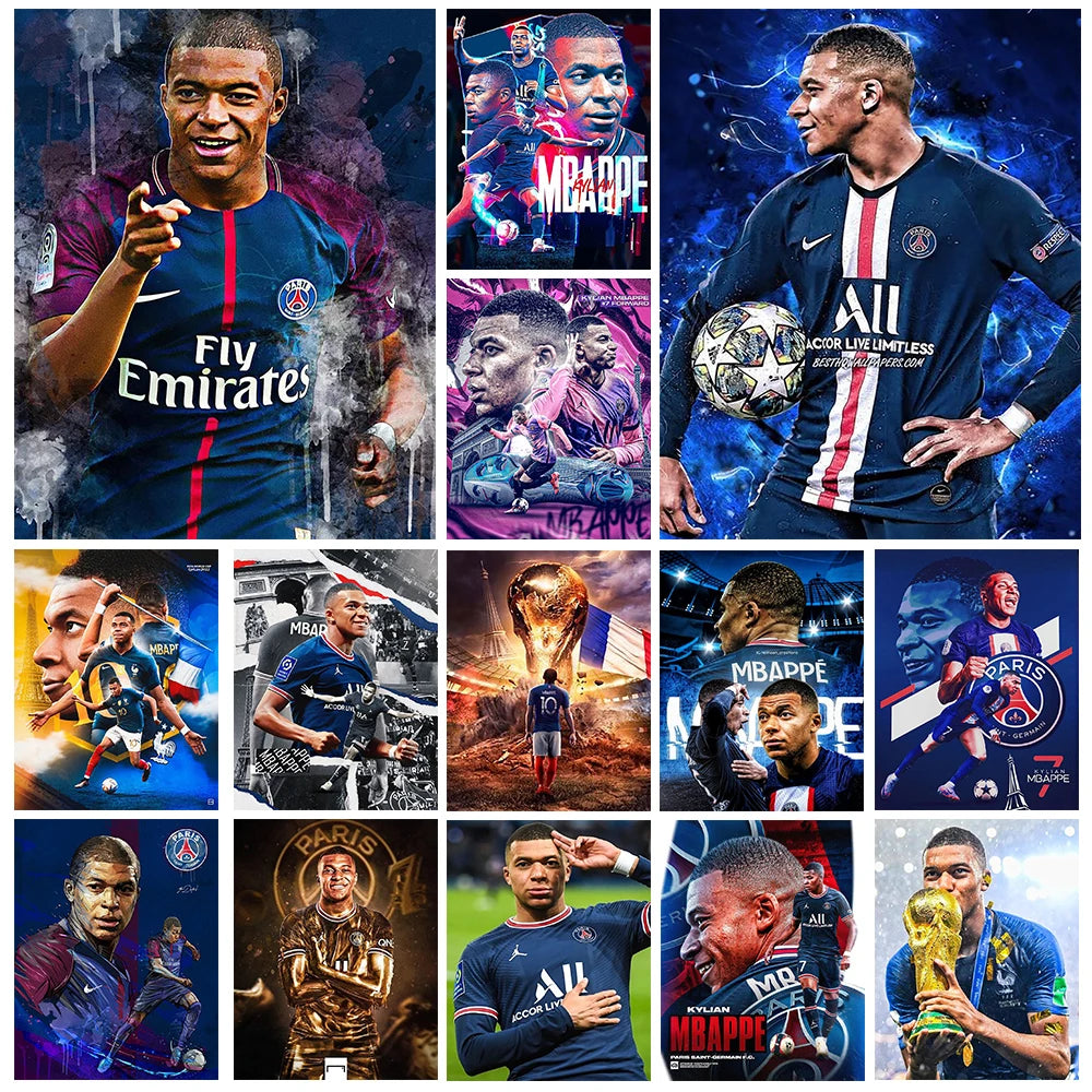 5D DIY football player diamond painting Kirian Mbappe Paris Saint Germain Club cross stitch handmade diamond mosaic art gift